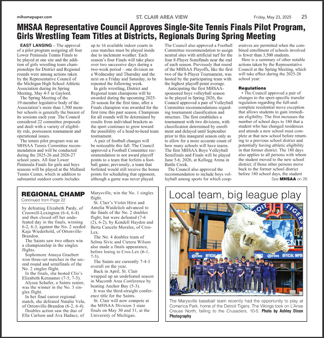 marysville-baseball-comerica-2025 St Clair View - Marysville Baseball at Comerica