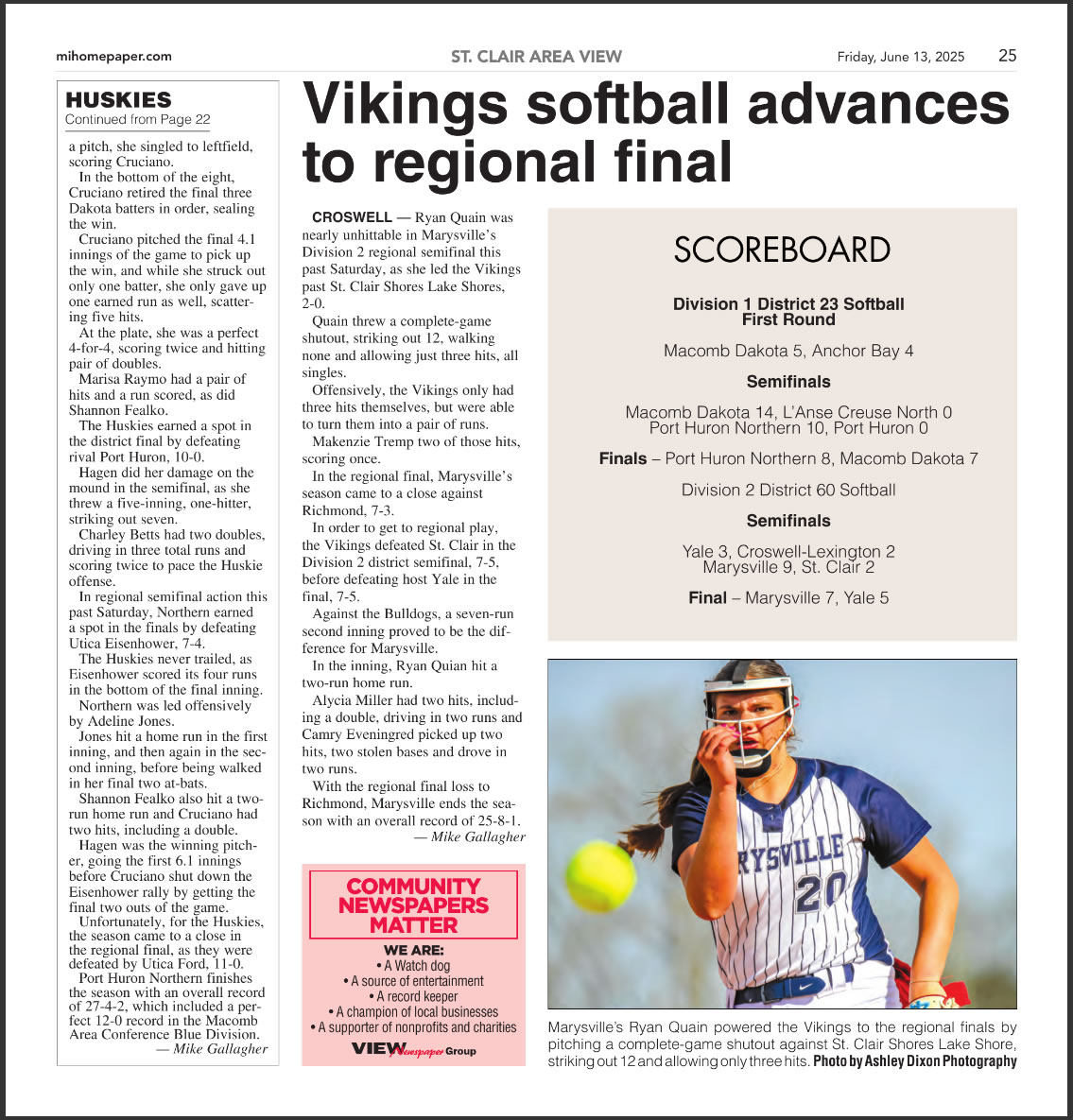 ryan-quain-marysville-softball-2025 St Clair View - Marysville Softball