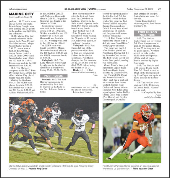 Parrison Rome from Port Huron High School Football runs the ball